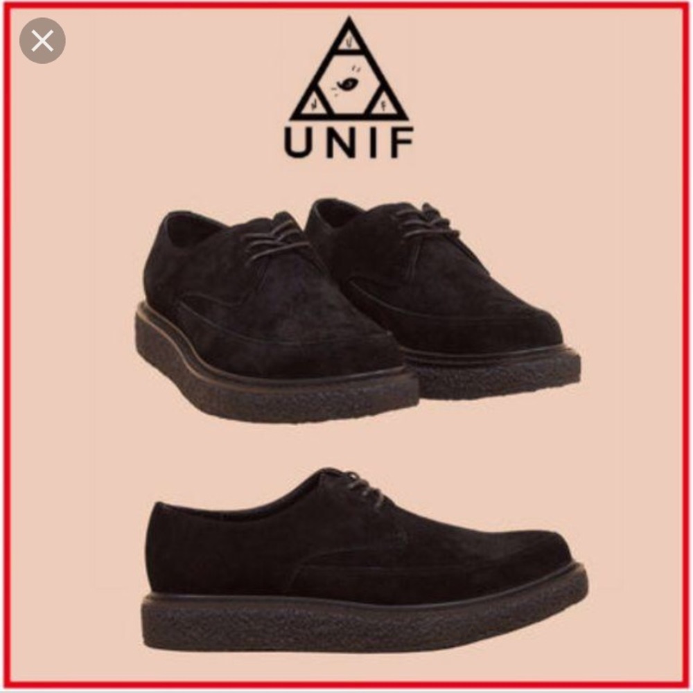 Unif Black Suede Desmonds Creepers Oxford Shoes